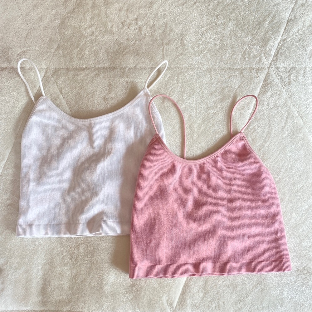 pink and white tops